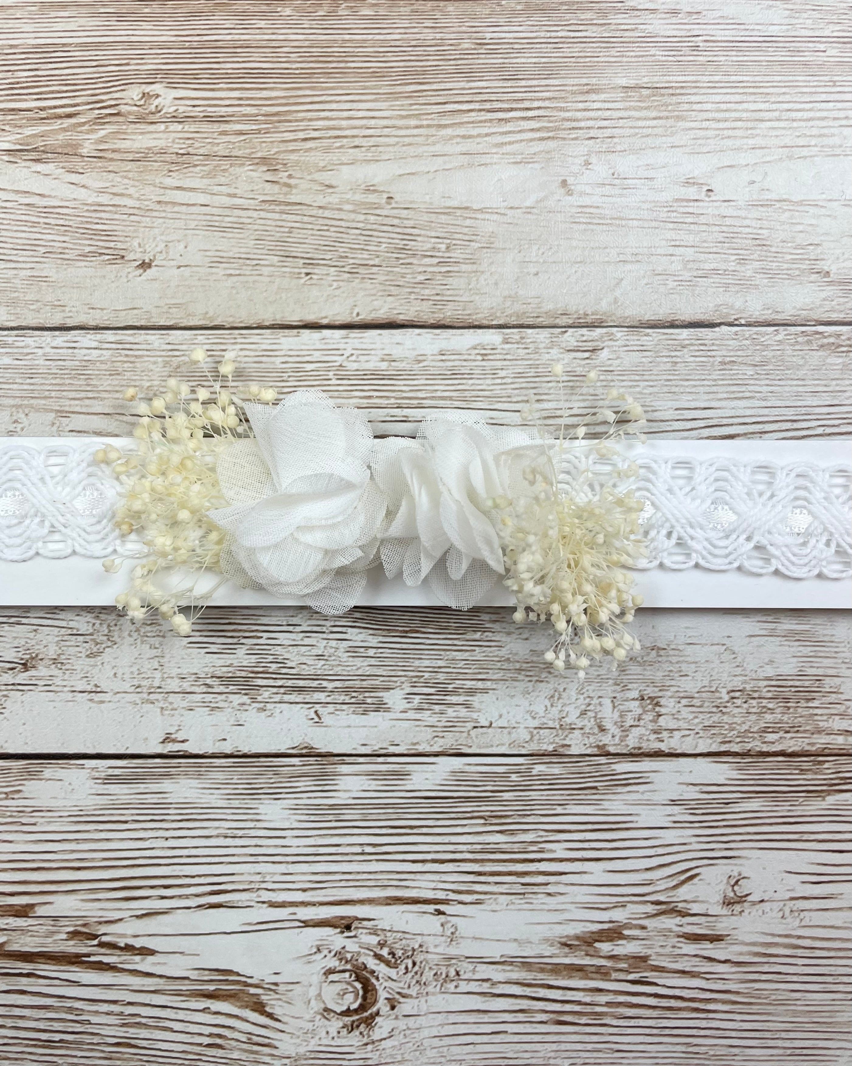 YoYo Children's Boutique Headbands White White Flower & Lace Headband