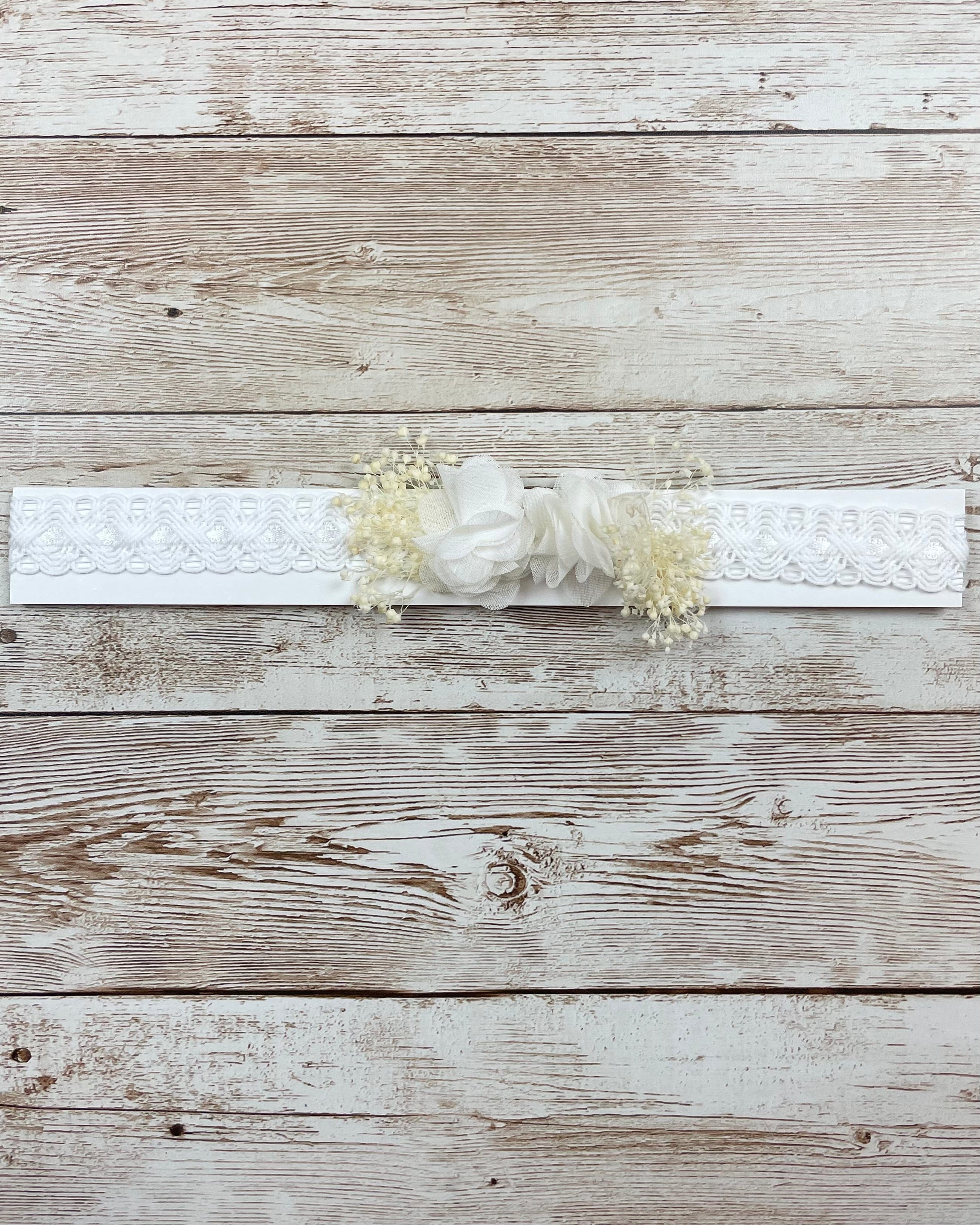 YoYo Children's Boutique Headbands White White Flower & Lace Headband