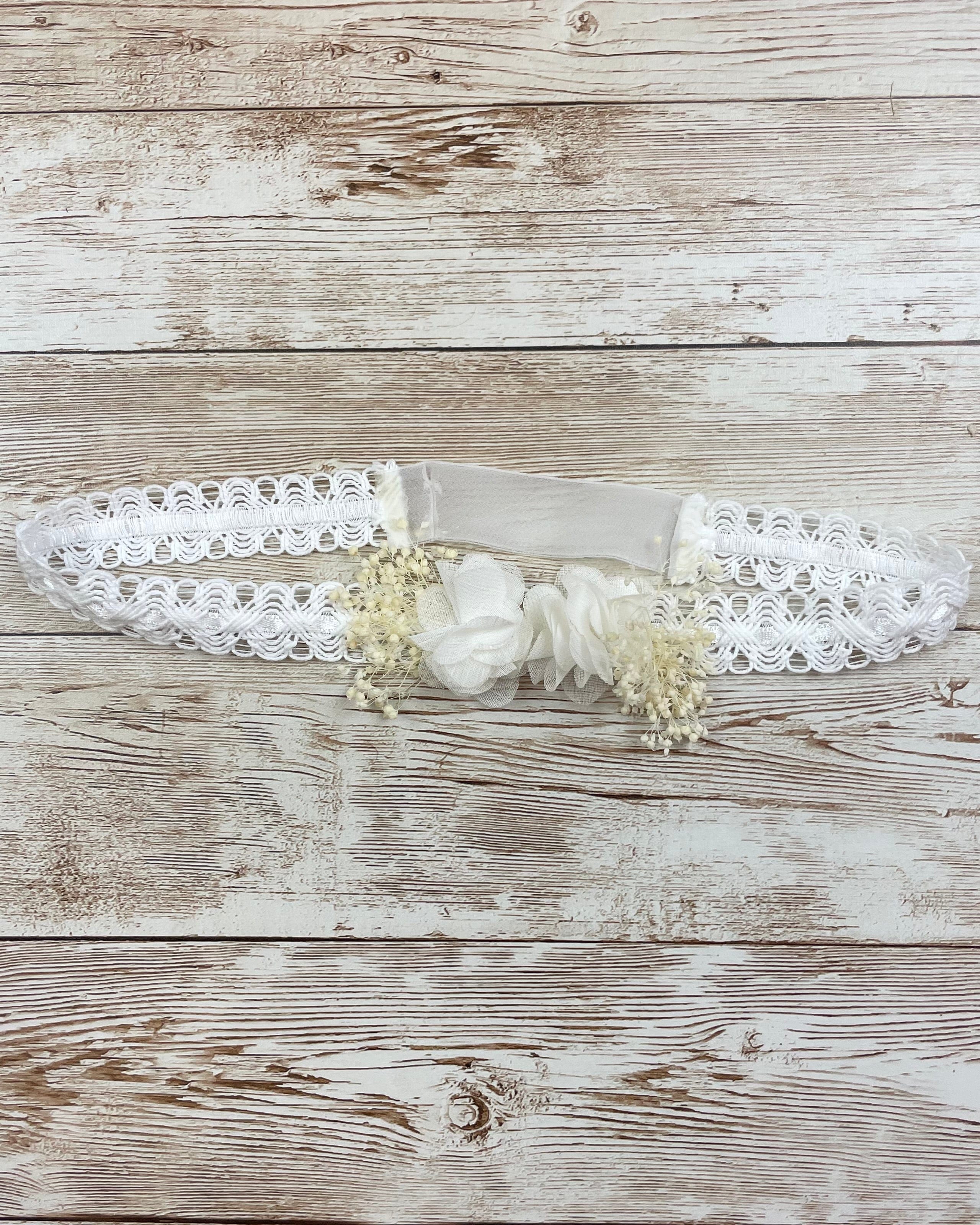 YoYo Children's Boutique Headbands White White Flower & Lace Headband