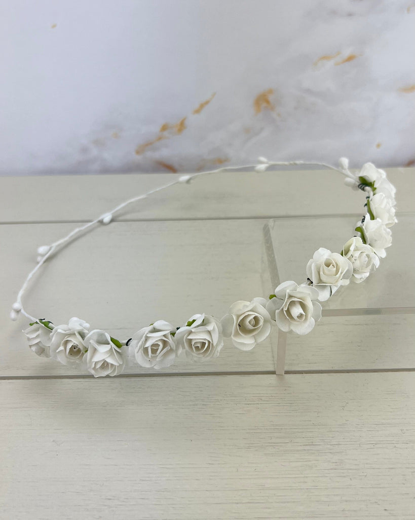 YoYo Children's Boutique Headbands White White Flowers Half Crown