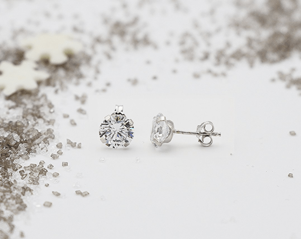 YoYo Children's Boutique Jewelry 7.0mm CZ 18kt White Gold Studs