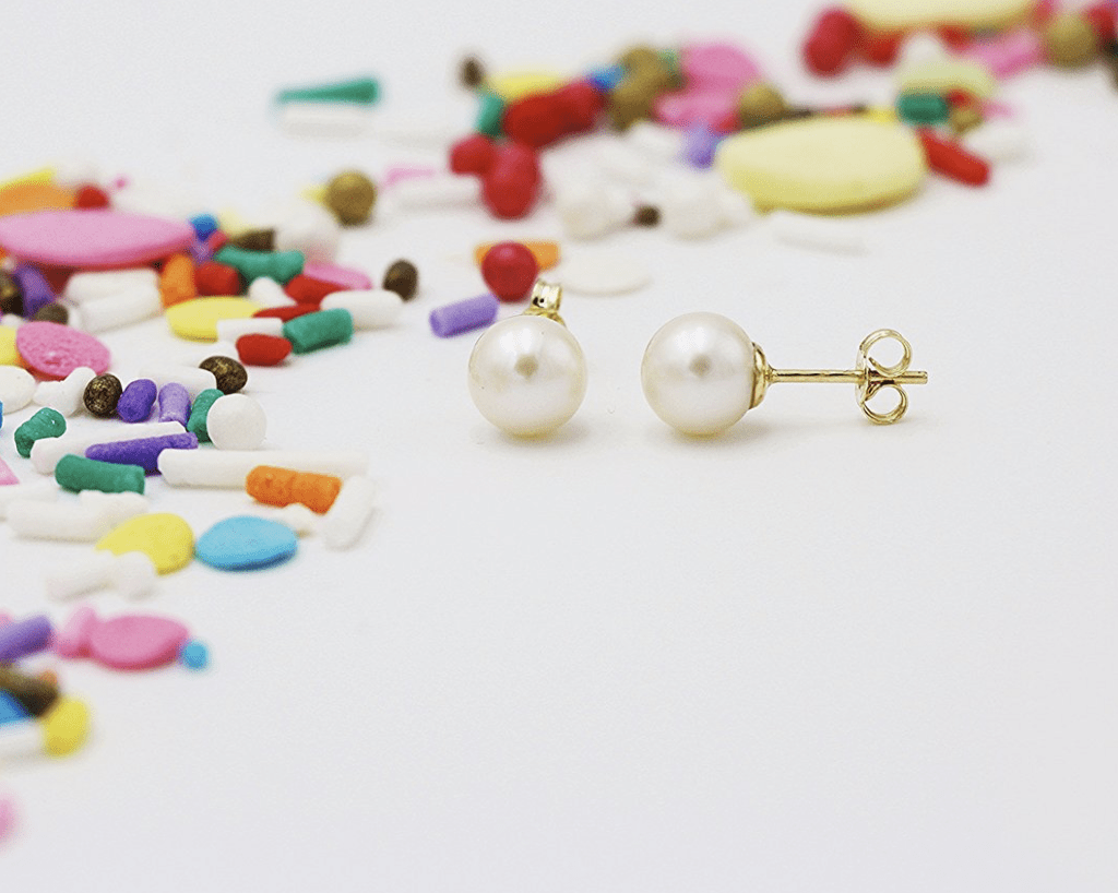 YoYo Children's Boutique Jewelry 7.0mm Freshwater Pearl 18kt Yellow Gold Stud