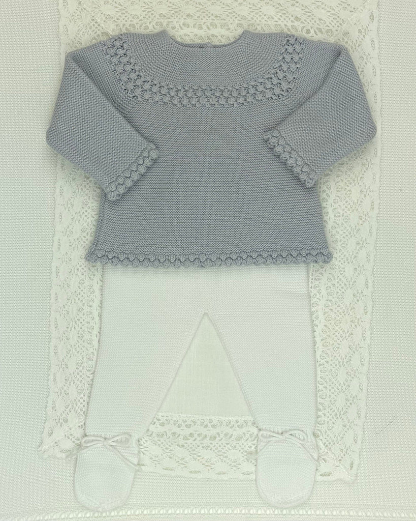 YoYo Children's Boutique Newborn 0M / Grey Grey & Knit White Newborn Outfit