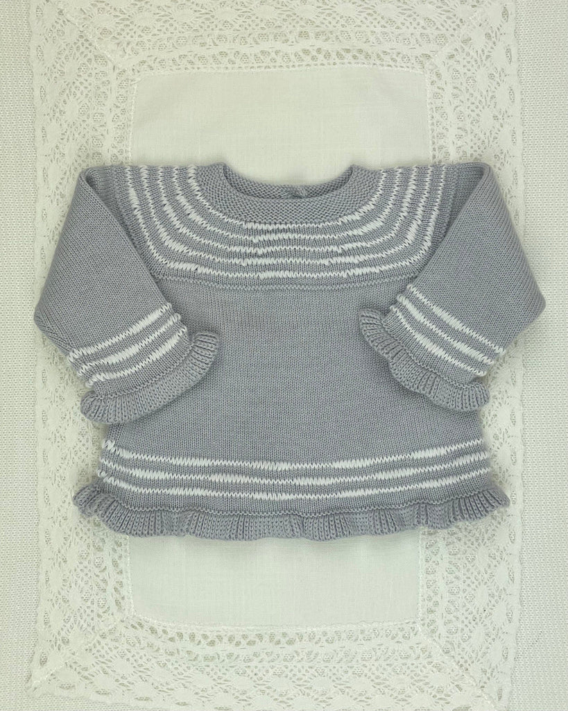 YoYo Children's Boutique Newborn 0M Grey & White Knit Newborn Outfit