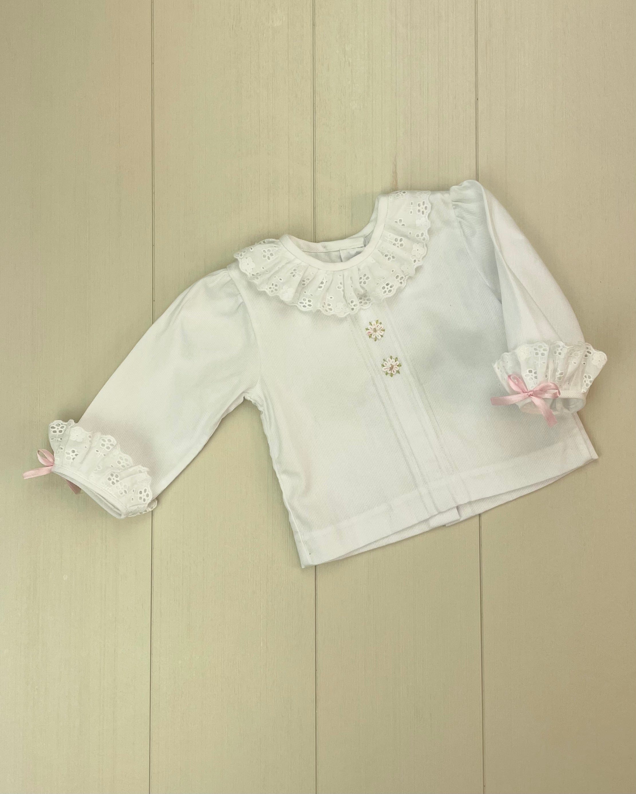 YoYo Children's Boutique Newborn 0M White & Pink Newborn Gown Set