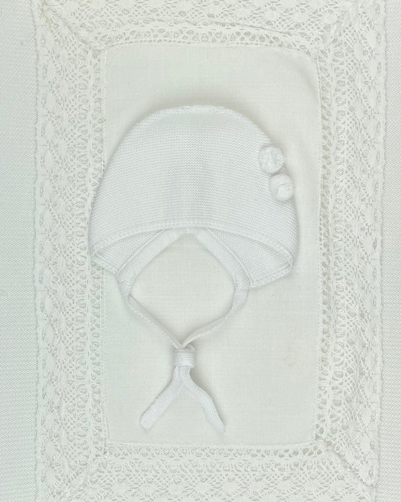 YoYo Children's Boutique Newborn 0M / White White Knit & Pom Pom Newborn Outfit