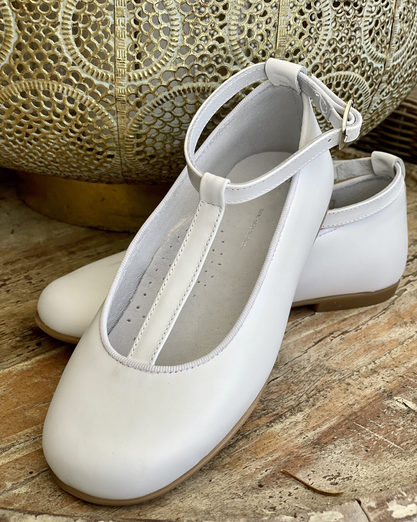 YoYo Children's Boutique Shoes Pearl White T-Bar Ballerina Shoes