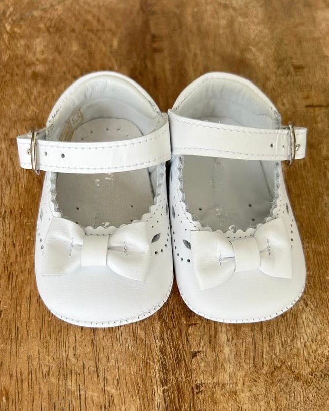 YoYo Children's Boutique Shoes White Pre-Walker Mary Jane with Bow Shoe