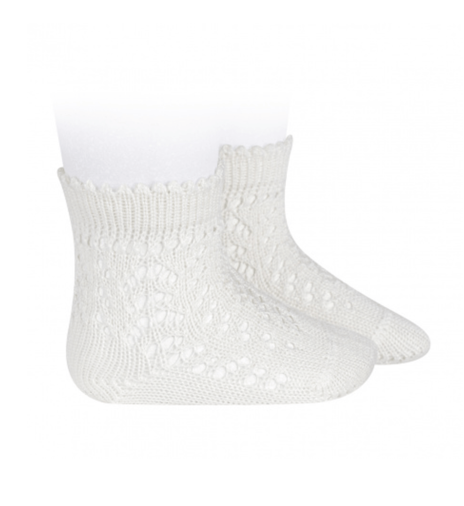 YoYo Children's Boutique Socks Off-White Cotton Openwork Short Socks
