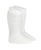 YoYo Children's Boutique Socks Off-White Perle Geometric Knee-High Socks