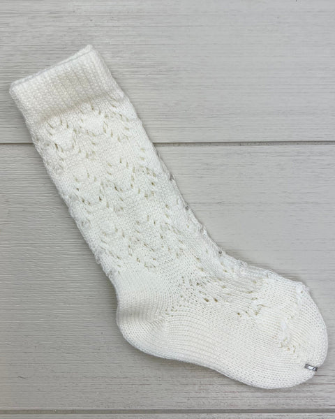 YoYo Children's Boutique Socks Off-White Perle Geometric Knee-High Socks