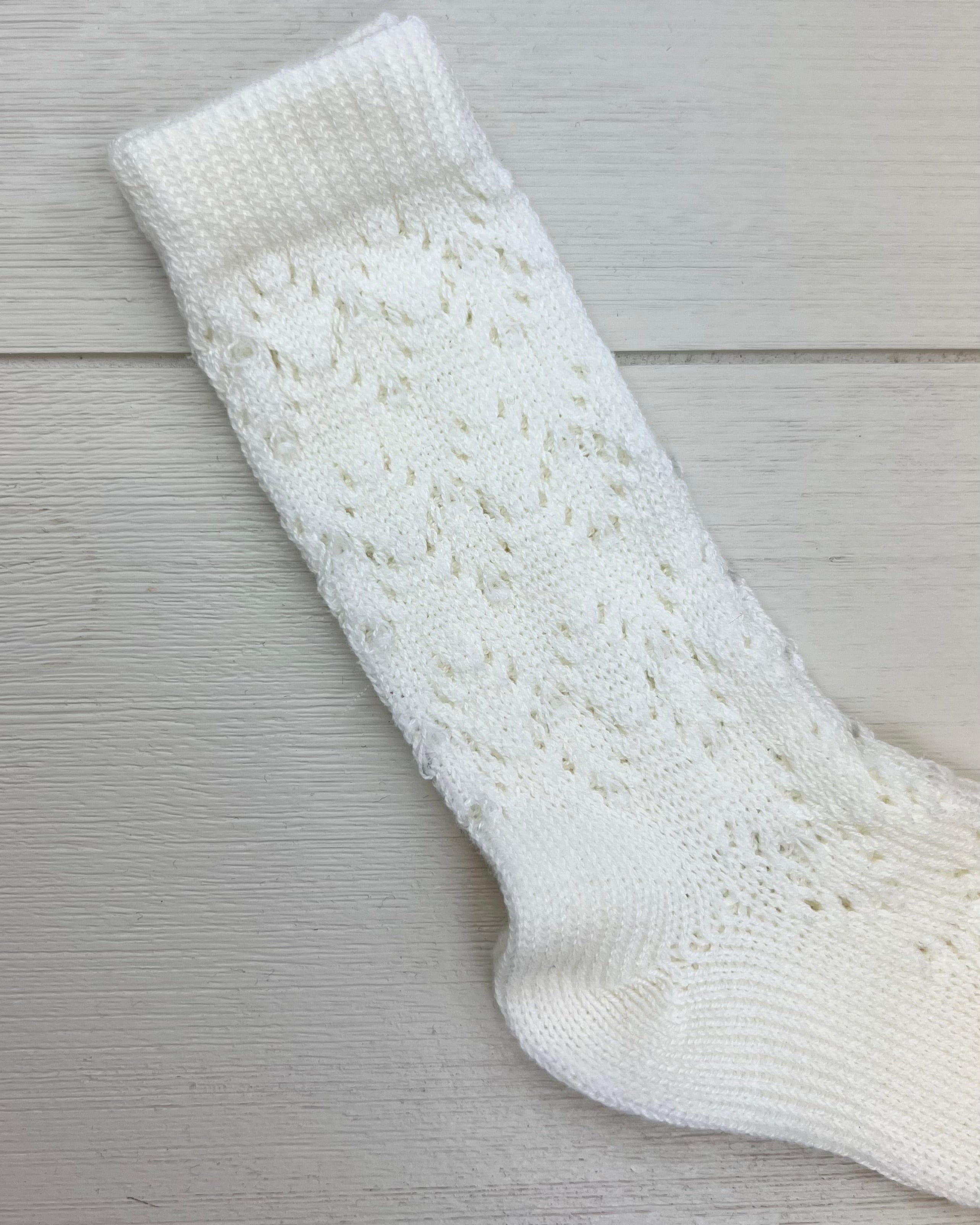 YoYo Children's Boutique Socks Off-White Perle Geometric Knee-High Socks