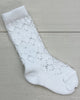 YoYo Children's Boutique Socks White Perle Geometric Knee-High Socks